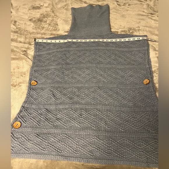 Vintage Powder Blue Poncho Style Sweater, One Size - Picture 11 of 13